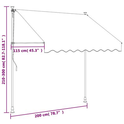 vidaXL sissetõmmatav varikatus, kreemjas, 200x150 cm, kangas/teras