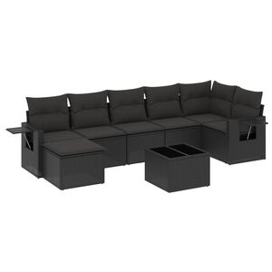 vidaXL 8-osaline aiadiivani komplekt patjadega, must, pol&uuml;rotang