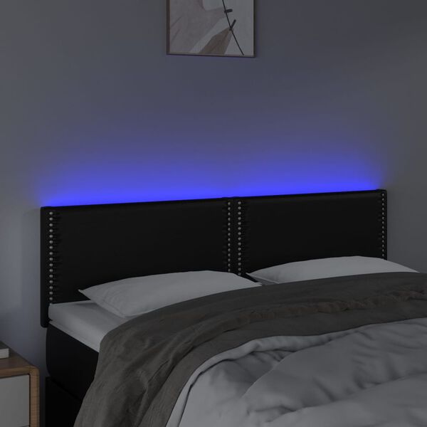 vidaXL LED-voodipeats, must, 144x5x78/88 cm, kunstnahk