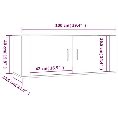 vidaXL seinale paigaldatav telerikapp valge 100x34,5x40 cm