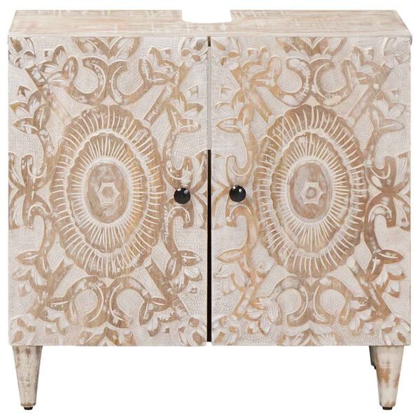 vidaXL Vannitoa kraanikausi kapp Valge 62 x 33 x 58 cm Tugev mango puu