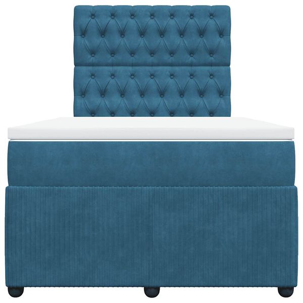 vidaXL kontinentaalvoodi madratsiga, tumesinine, 120 x 190 cm, samet