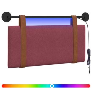 vidaXL Rippuv voodipeats LED-valgustusega Veinpunane Antiik PU
