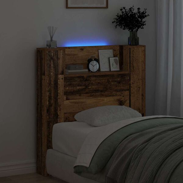 vidaXL Peats LED -ribatuledega Vana puit 100 x 15 x 103,5 cm Tehispuit