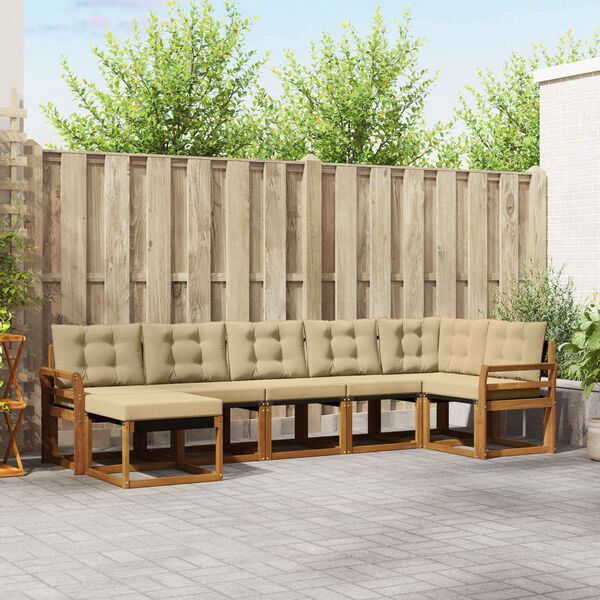 vidaXL V&auml;li diivanikomplekt padjaga 7 pcs Looduslik ja beež