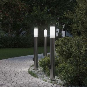 vidaXL pollarvalgustid pistikupesaga, 3 tk, 80 cm, roostevabast terasest, IP44