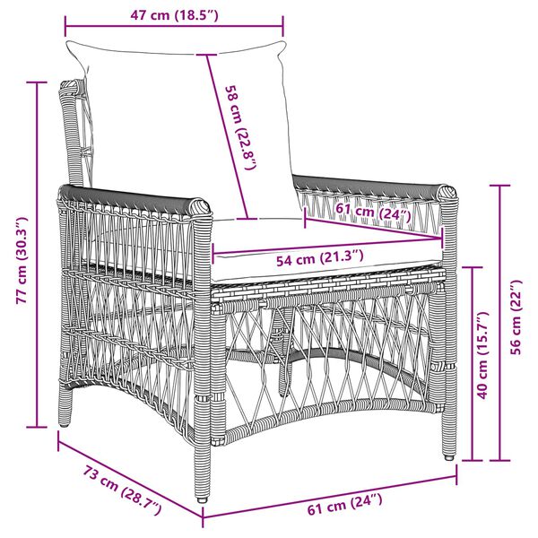 vidaXL Aia tool Beež 60 x 70 x 78cm polürotang