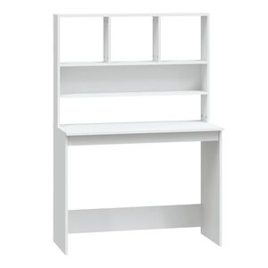 vidaXL riiulitega kirjutuslaud, valge, 102x45x148 cm tehispuit