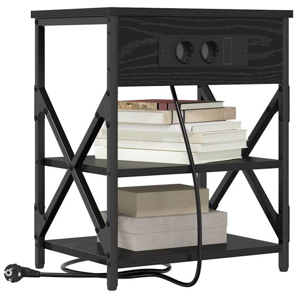 vidaXL &Ouml;&ouml;lambi kapp riiuliga Must tamm 41 x 31 x 51 cm Tehispuit