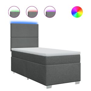 vidaXL kontinentaalvoodi madratsiga, tumehall, 90x190 cm, kangas