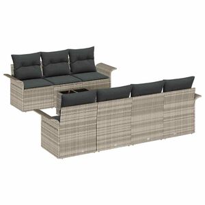 vidaXL Aia Diivanikomplekt 8 pcs Helehall ja tumehall pol&uuml;rotang