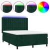 vidaXL kontinentaalvoodi madrats, LED, tumeroheline, 140x190 cm, samet