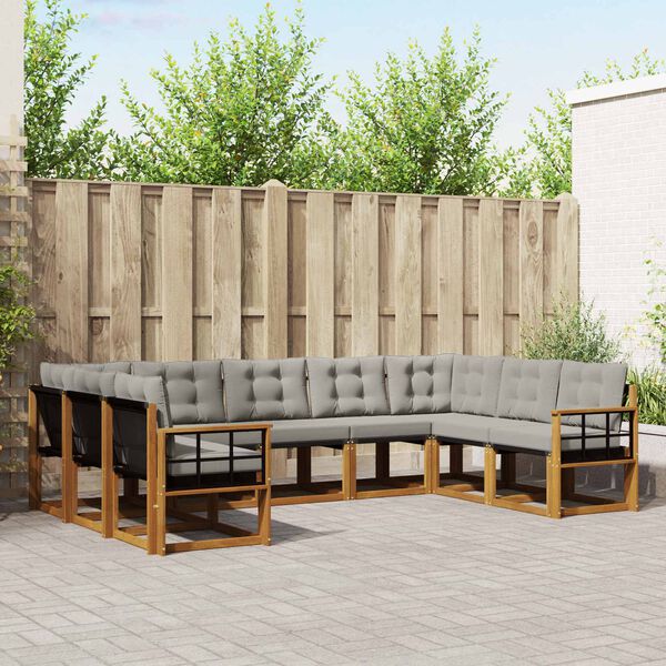 vidaXL V&auml;li diivanikomplekt padjaga 9 pcs Looduslik ja Hele Hall