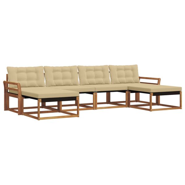 vidaXL V&auml;li diivanikomplekt padjaga 6 pcs Looduslik ja beež