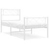 vidaXL metallist voodiraam peatsi ja jalutsiga, valge, 100x200 cm