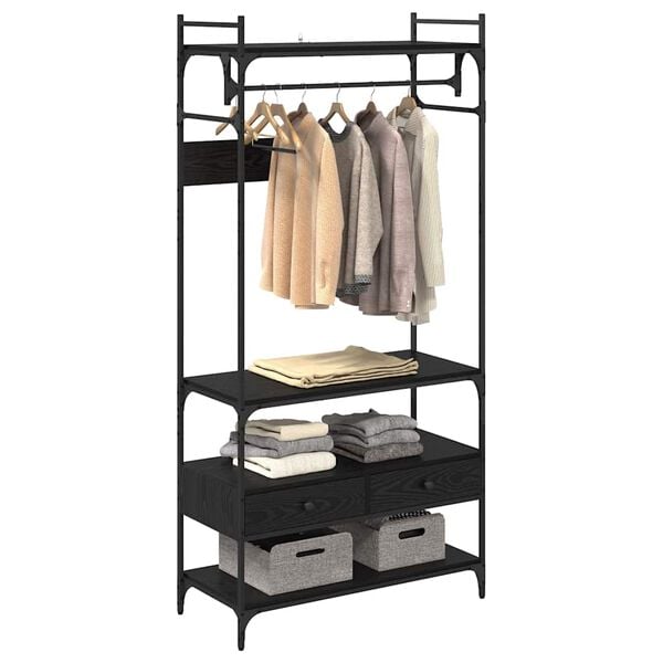 vidaXL Garderoobikapp sahtliga Must tamm 89 x 39 x 184.5 cm Tehispuit
