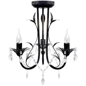 Must metallist lühter kristallhelmestega, 3 x E14 pirni