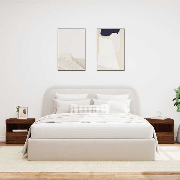 vidaXL &ouml;&ouml;kapid LED-tuledega 2 tk, pruun tamm, 50 x 40 x 45 cm