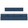 vidaXL Ottomani voodiraam madratsitega, sinise, 200x200cm, kangas