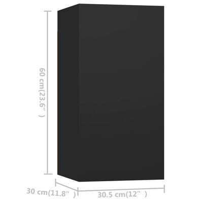 vidaXL 3-osaline telerikappide komplekt, must, puitlaastplaat