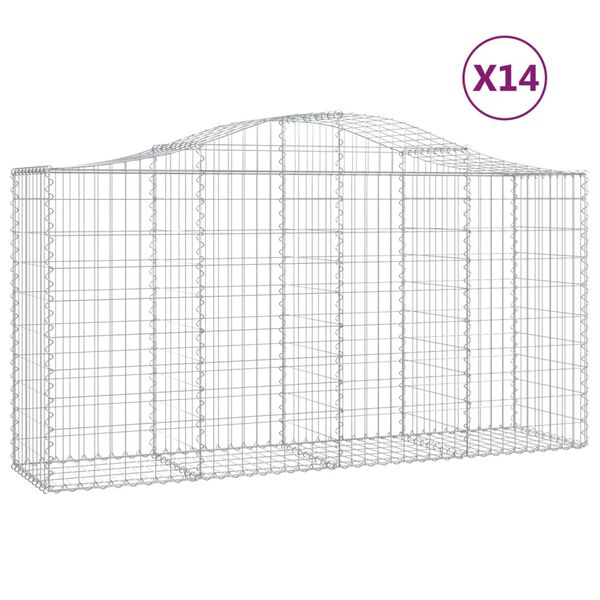 vidaXL kaarekujulised gabioonkorvid 14 tk, 200x50x100/120 cm, raud