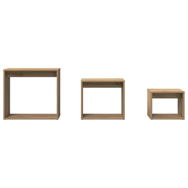 vidaXL üksteise alla mahtuvad lauad, 3 tk, käsitöötamm, tehispuit