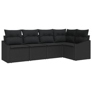 vidaXL Aia Diivanikomplekt padjaga ladustamisega 5 pcs Must pol&uuml;rotang