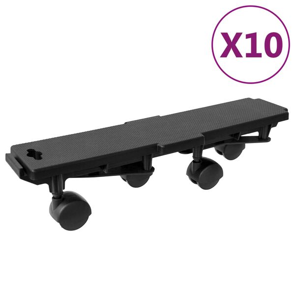 vidaXL 4 rattaga transpordialus, 10 tk, must, pol&uuml;prop&uuml;leen, 170 kg