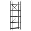 vidaXL Raamatukapp 5 tasandit 60 x 30 x 183 cm Tehispuit Must tamm