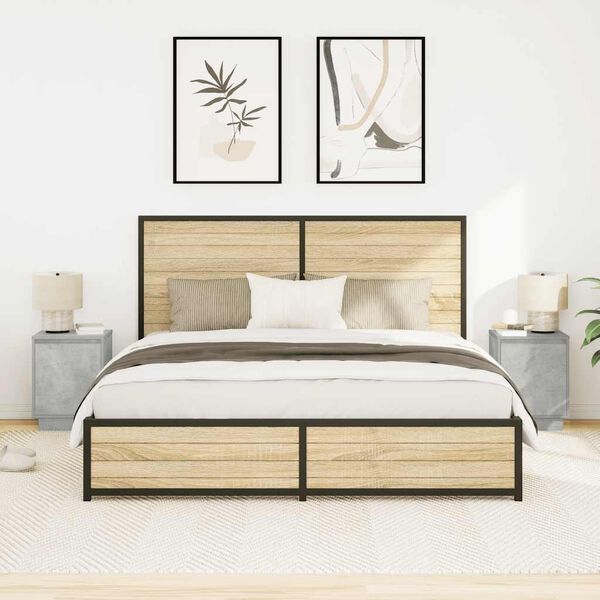 vidaXL &ouml;&ouml;kapid LED-tuledega 2 tk, betoonhall, 38x34x50 cm