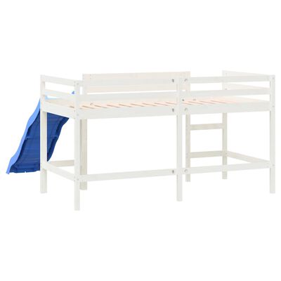 vidaXL laste kõrge voodi liumäega, valge, 80 x 200 cm, männipuit