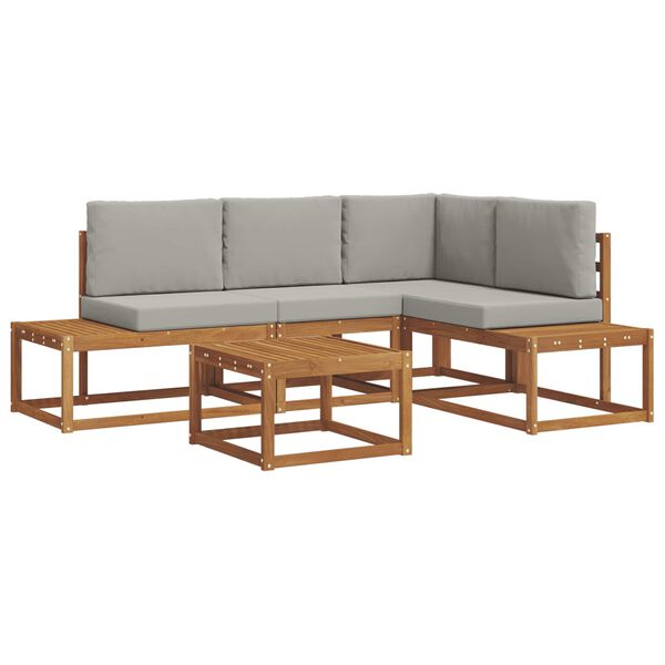 vidaXL V&auml;li diivanikomplekt padjaga 5 T&uuml;kk Looduslik ja Hele Hall