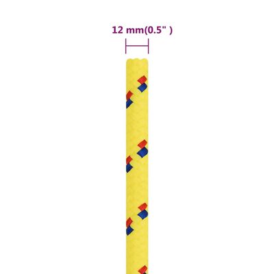 vidaXL paadiköis, kollane, 12 mm, 25 m, polüpropüleen