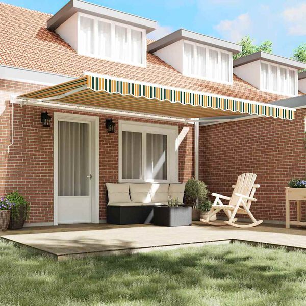 vidaXL Varikatuse asenduskangas Roheline ja kollane 430 x 345 cm