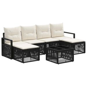 vidaXL Aia Diivanikomplekt 7 pcs Must pol&uuml;rotang