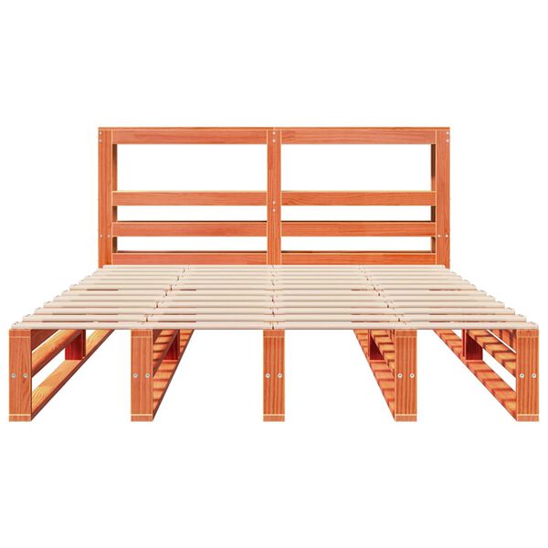 vidaXL voodiraam ilma madratsita, vahapruun, 140 x 190 cm, m&auml;nnipuit