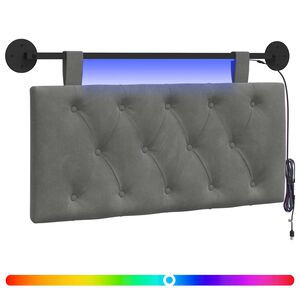 vidaXL Rippuv voodipeats LED-valgustusega Tumehall Samet