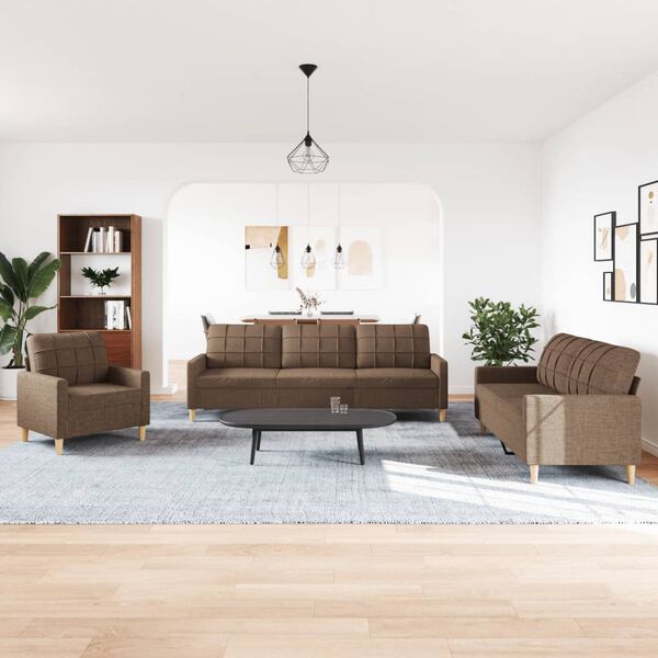 vidaXL 3-osaline diivanikomplekt, pruun, kangas
