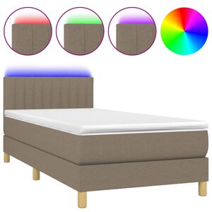 vidaXL kontinentaalvoodi madrats ja LED, pruunikas, 100x200 cm, kangas