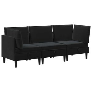 vidaXL Elutoa m&ouml;&ouml;bliseade padjaga ladustamisega 3 pcs Must Samet