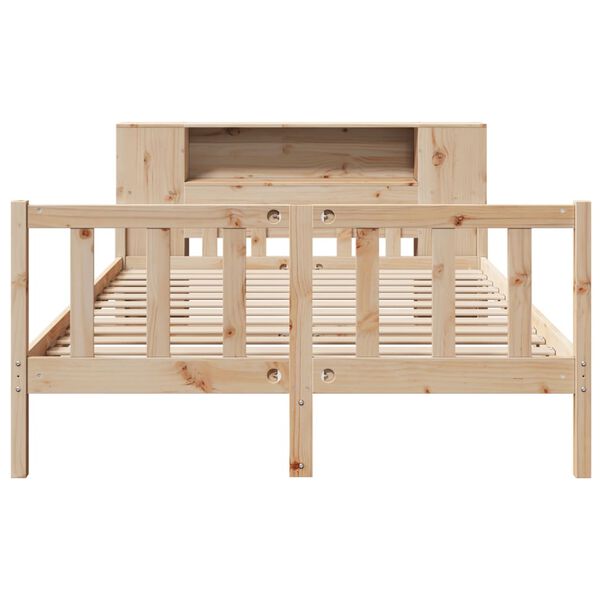 vidaXL riiuliga voodiraam ilma madratsita, 120x190 cm, männipuit