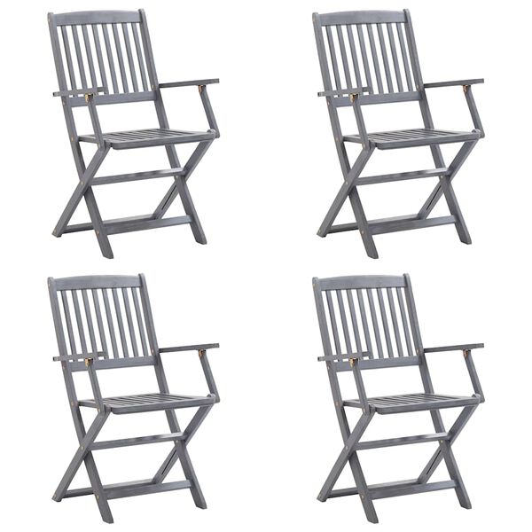 vidaXL kokkupandavad aiatoolid, 4 tk, patjadega, akaatsiapuit