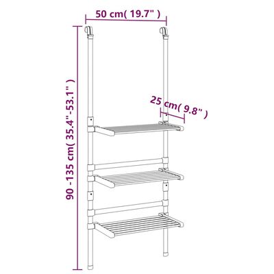 vidaXL 3-korruseline rippuv pesukuivatusrest, alumiinium