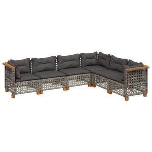 vidaXL 6-osaline aiadiivani komplekt patjadega, hall, pol&uuml;rotang
