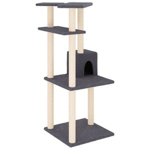 vidaXL kassimaja sisalk&ouml;itega kraapimispostidega, tumehall, 123 cm