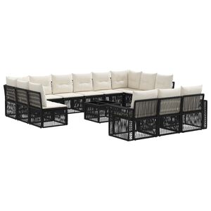 vidaXL Aia Diivanikomplekt 14 pcs Must ja kreemvalge pol&uuml;rotang