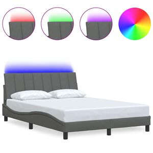 vidaXL voodiraam ilma madratsita Hanko, tumehall, 140x190 cm, kangas