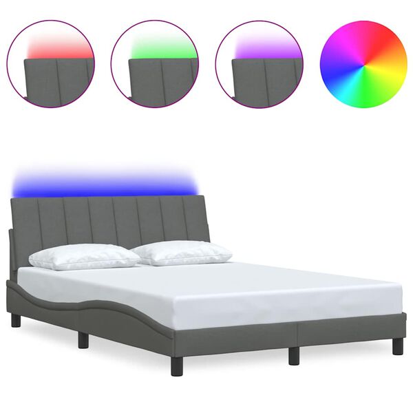 vidaXL voodiraam ilma madratsita Hanko, tumehall, 140x190 cm, kangas