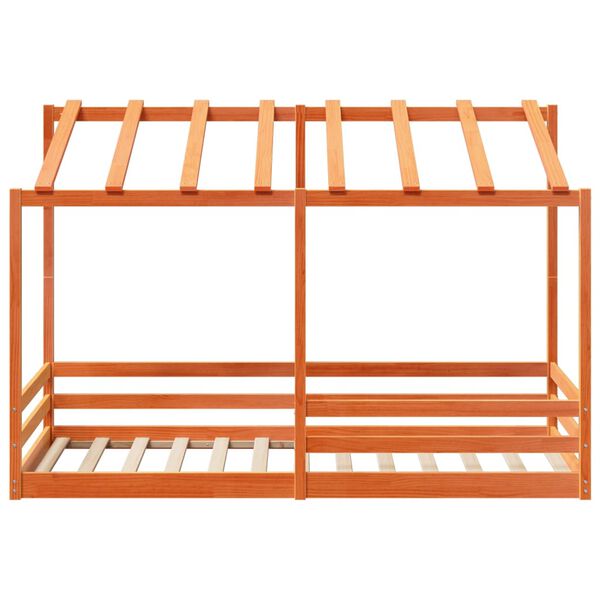 vidaXL lastevoodi koos katusega, vahapruun, 90 x 200 cm, m&auml;nnipuit