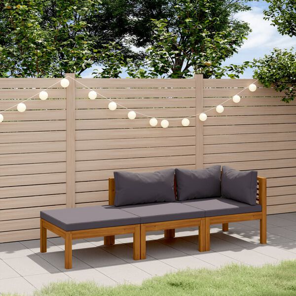 vidaXL 3-osaline aiadiivanikomplekt patjadega, akaatsiapuit